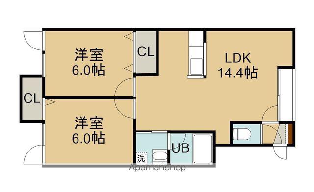 スペース久根別Ⅰ(2LDK/1階)の間取り写真