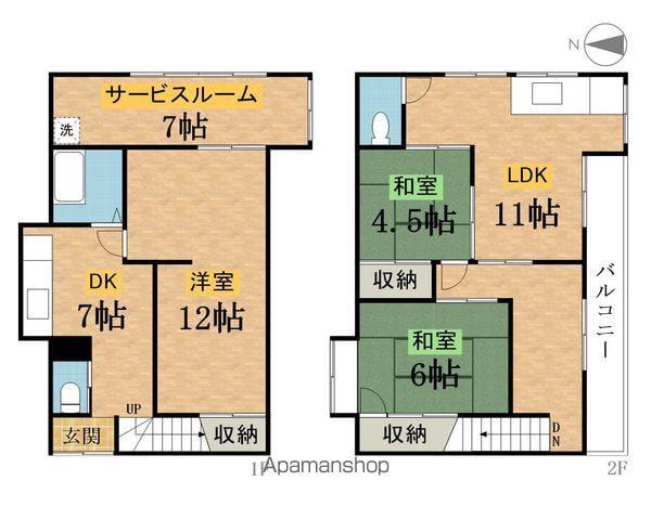 中央本線 八王子駅 徒歩8分 2階建 築55年(3SLDK)の間取り写真