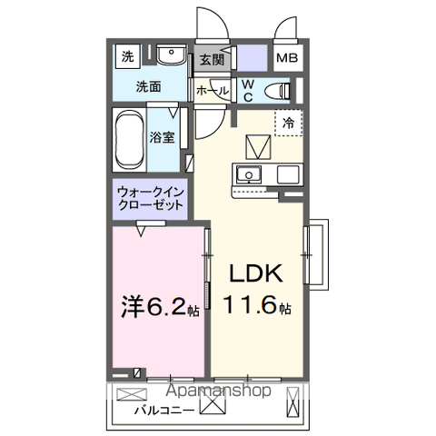 グランツ26(1LDK/1階)の間取り写真