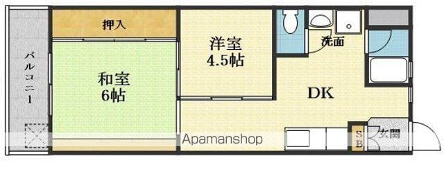東三国マンション(2DK/4階)の間取り写真