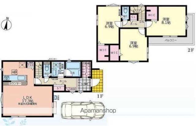 西武鉄道新宿線 下井草駅 徒歩6分 2階建 築1年(3LDK)の間取り写真