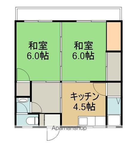 武村マンション 朝日(2DK/1階)の間取り写真