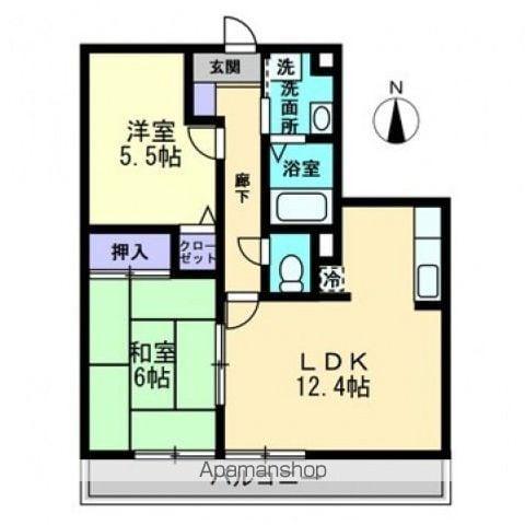 フォブールK&N(2LDK/3階)の間取り写真