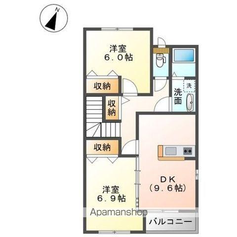 ブライトハウス瀬田A棟(2DK/2階)の間取り写真