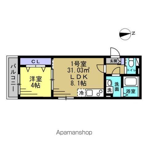 パルブニール浜野(1LDK/2階)の間取り写真