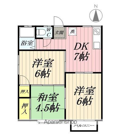 グレースインB棟(3DK/2階)の間取り写真