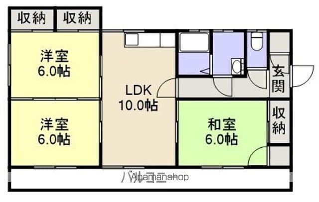 湯野ビル(3LDK/3階)の間取り写真