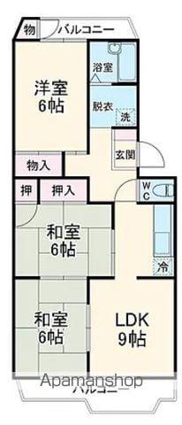 パークマンション(3DK/1階)の間取り写真