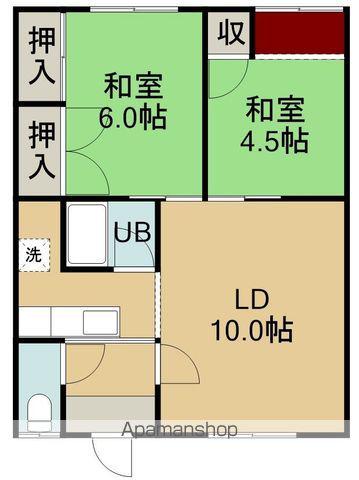 ハイツ長倉2号(2LDK/2階)の間取り写真
