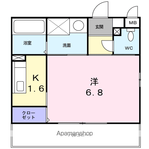 ミニヨン・アビタシオン(ワンルーム/1階)の間取り写真