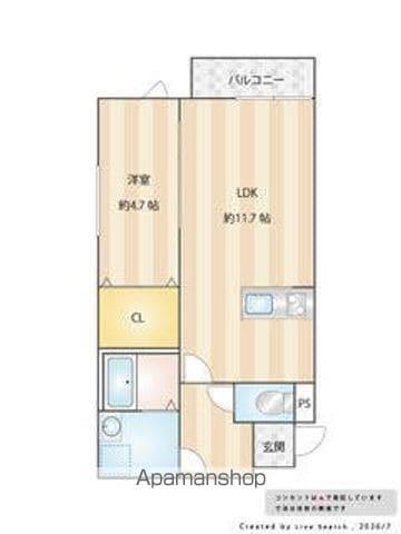 セレーナ飯塚Ⅲ(1LDK/1階)の間取り写真