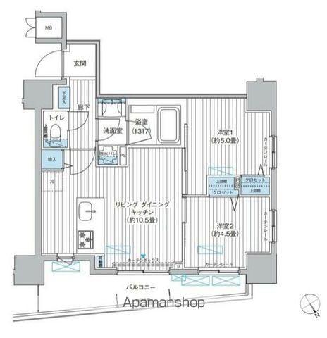 マイトリィ四谷(2LDK/7階)の間取り写真