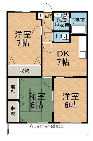 マンションぶなの樹(3DK/1階)の間取り写真