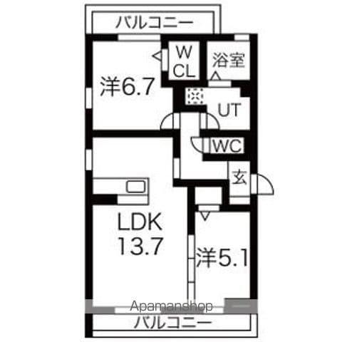 セレニティ(2LDK/3階)の間取り写真