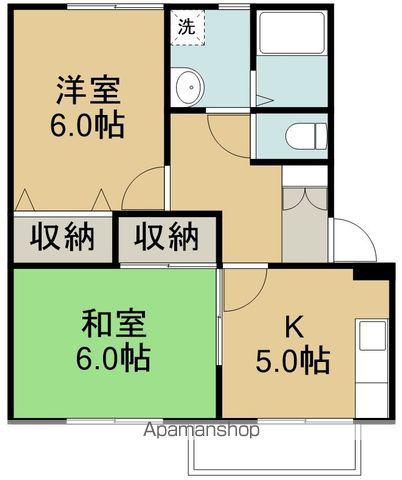 レジデンス愛子(2K/2階)の間取り写真