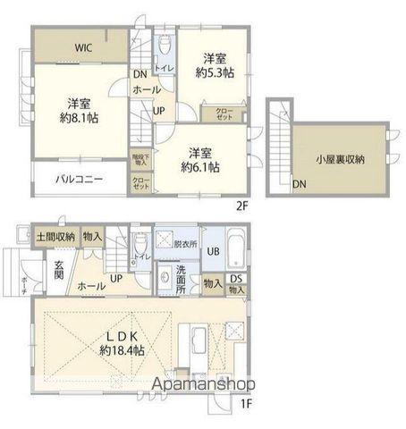 常磐線 柏駅 バス乗車時間：8分 戸張バス停で下車 徒歩8分 2階建 築11年(3LDK)の間取り写真