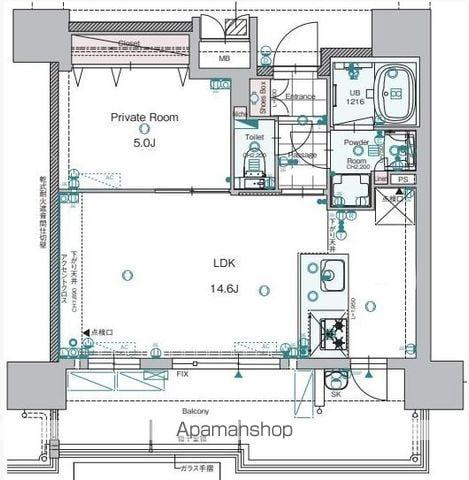 デュ・レジア平尾テラス(1LDK/13階)の間取り写真