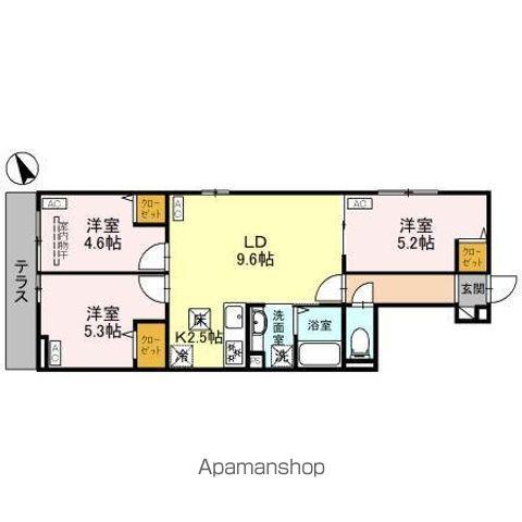 セレスティア松が丘(3LDK/1階)の間取り写真