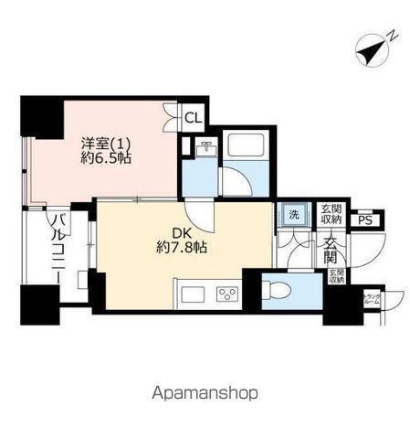 横浜ヴェールタワー(1DK/20階)の間取り写真