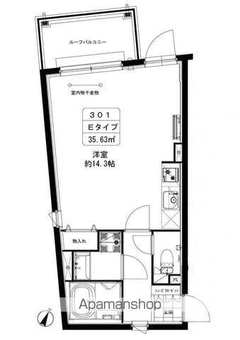 カーサブリランテ本駒込(ワンルーム/3階)の間取り写真