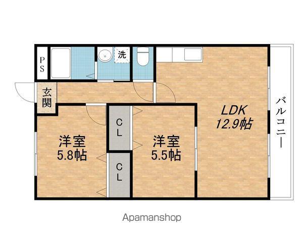 クレーデレS.K(2LDK/2階)の間取り写真