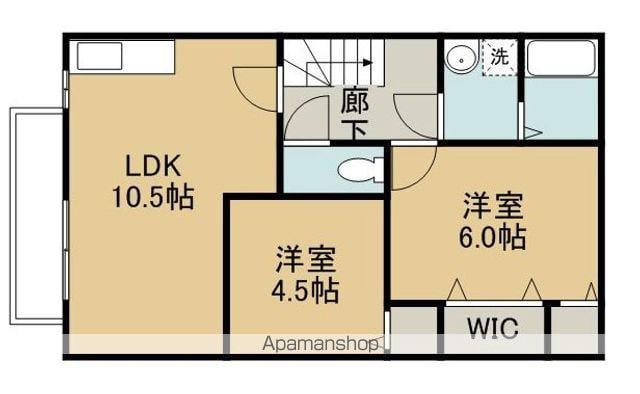 ローズコート阿部C・D棟(2LDK/2階)の間取り写真