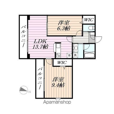 旺宮ビル(2LDK/3階)の間取り写真