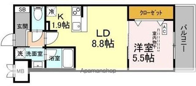 BULL HOUSE(1LDK/4階)の間取り写真