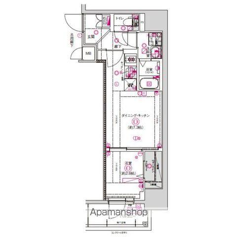 CREST TAPP東別院(1DK/7階)の間取り写真