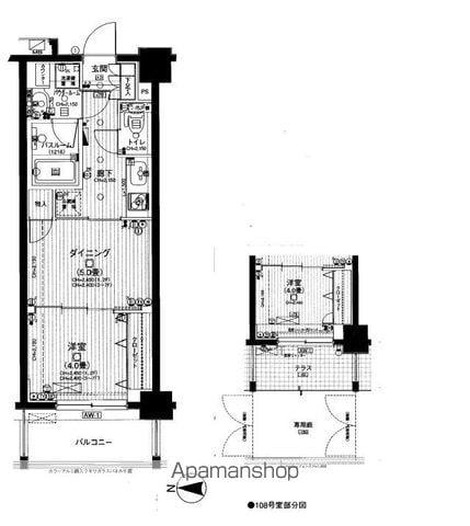 日神デュオステージ三ツ沢公園(1DK/1階)の間取り写真