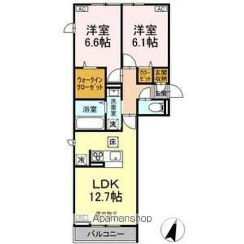 ビューテラスⅡ(2LDK/1階)の間取り写真