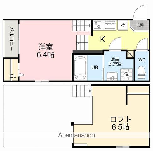 若林ベース(1K/2階)の間取り写真