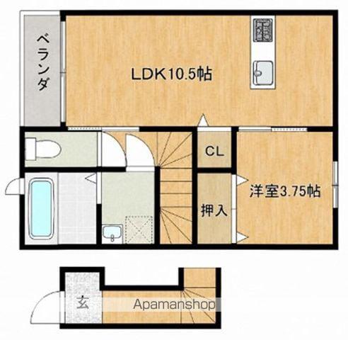 LUGN PLATS A棟(1LDK/2階)の間取り写真