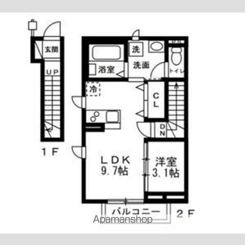 仮国分寺市富士本1丁目(1LDK/2階)の間取り写真
