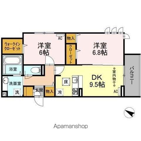 パレスグランディオーサ(2DK/1階)の間取り写真