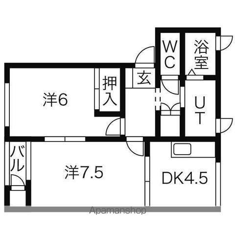 レジーナD棟(2DK/1階)の間取り写真
