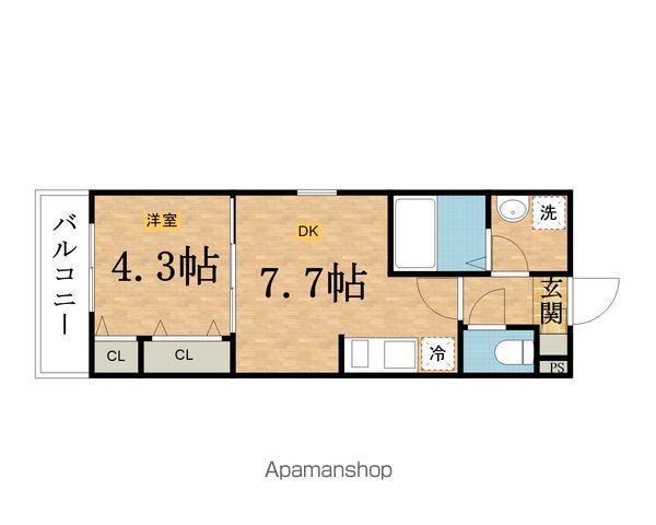 ジーメゾン八王子散田町ピレン(1DK/1階)の間取り写真