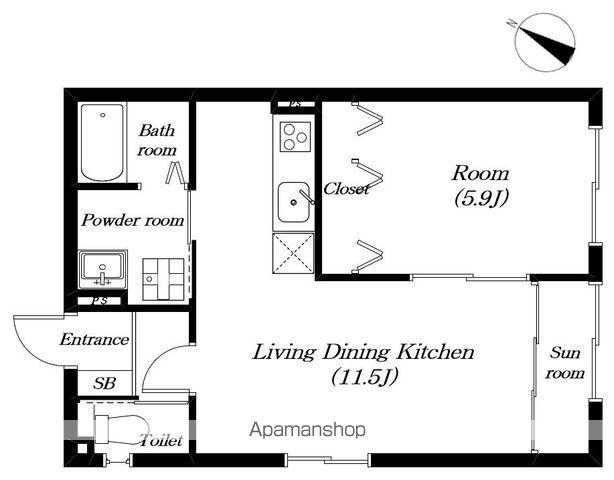 近江鉄道本線 桜川駅(滋賀) 徒歩5分 2階建 新築(1LDK/1階)の間取り写真