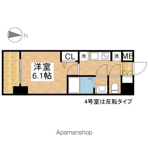 ディアレイシャス名古屋浄心Ⅱ(1K/4階)の間取り写真