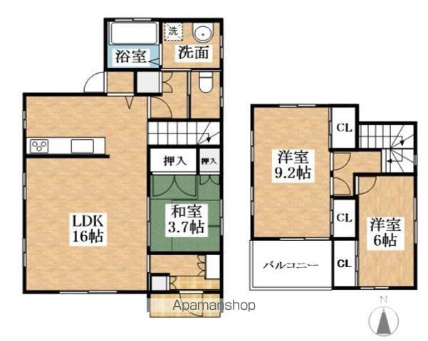 名鉄各務原線 名電各務原駅 徒歩2分 2階建 築14年(3LDK)の間取り写真