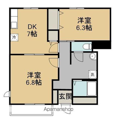 メゾン・ド・ウォームA(2DK/1階)の間取り写真