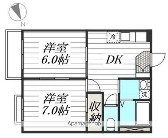 第1ブランドール(2DK/2階)の間取り写真