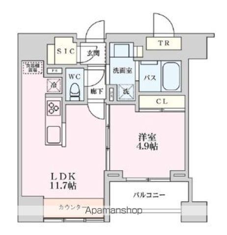 プライマル品川大井町(1LDK/7階)の間取り写真