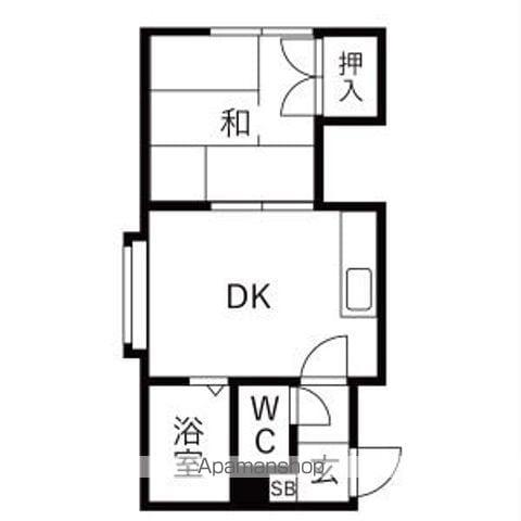 パステル月寒東A(1DK/3階)の間取り写真