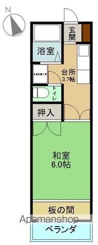 砂屋戸ハイツ(1K/2階)の間取り写真