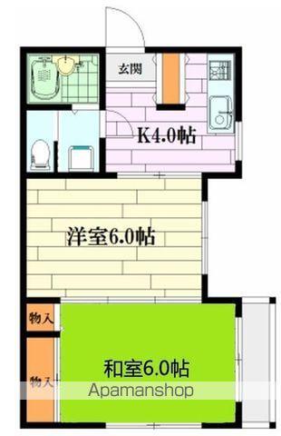 デンヒル天王台(2K/1階)の間取り写真