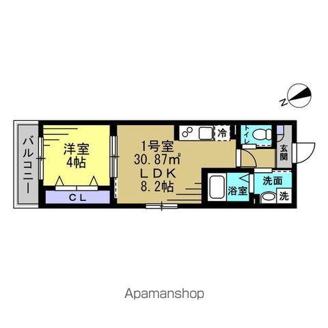 プラリヴェールコート(1LDK/2階)の間取り写真