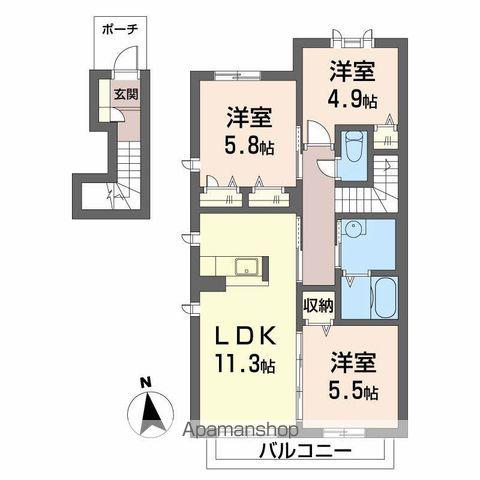 シャーメゾン陽(3LDK/2階)の間取り写真