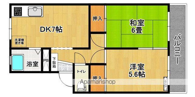 MARUCO香久池(2DK/3階)の間取り写真