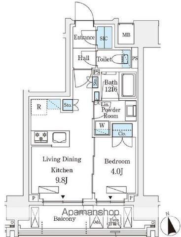 シーズンフラッツ浅草六丁目(1LDK/8階)の間取り写真